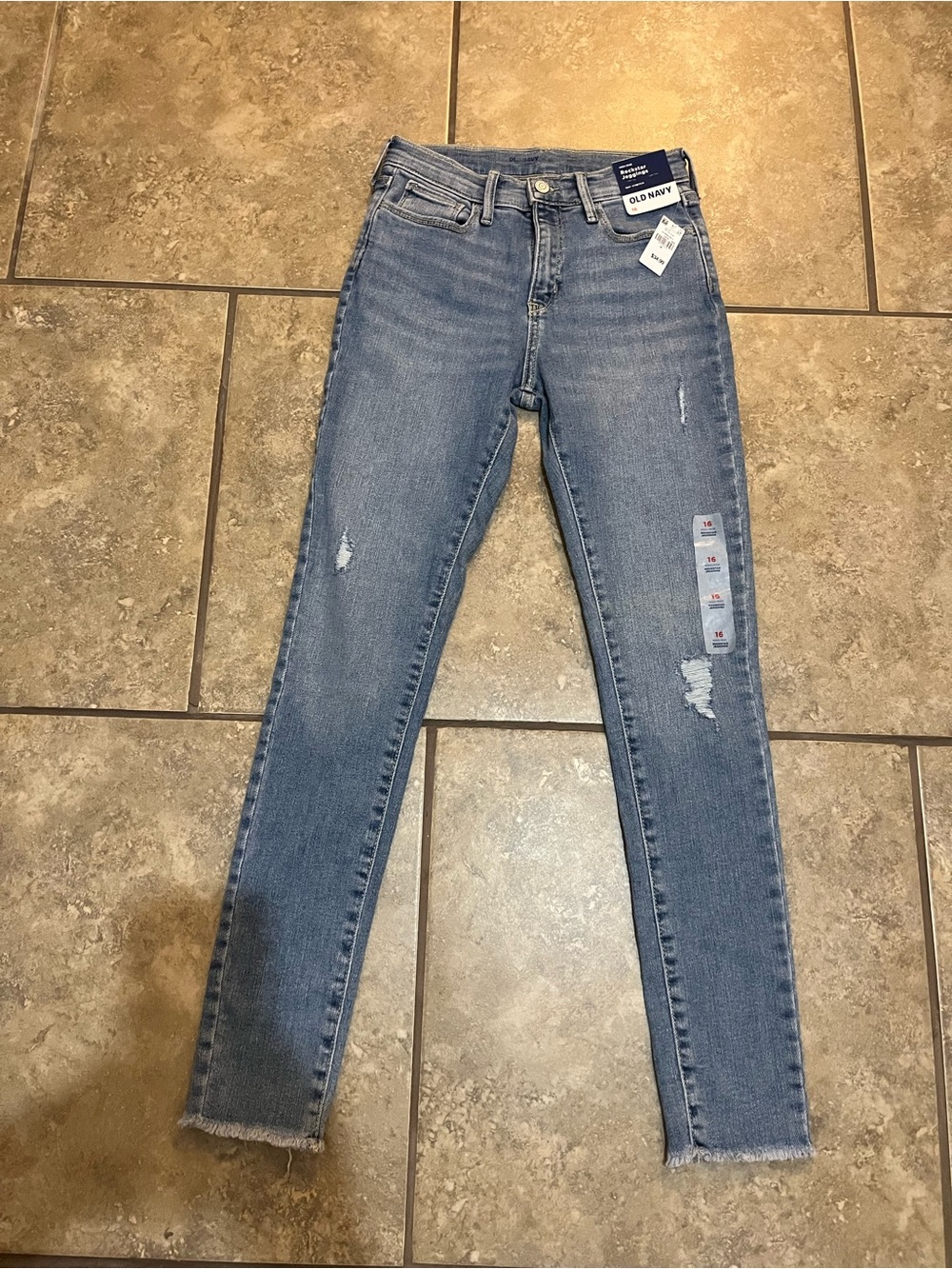Girl’s Old Navy Skinny Jeans in Light Blue Wash with Distressed Details
